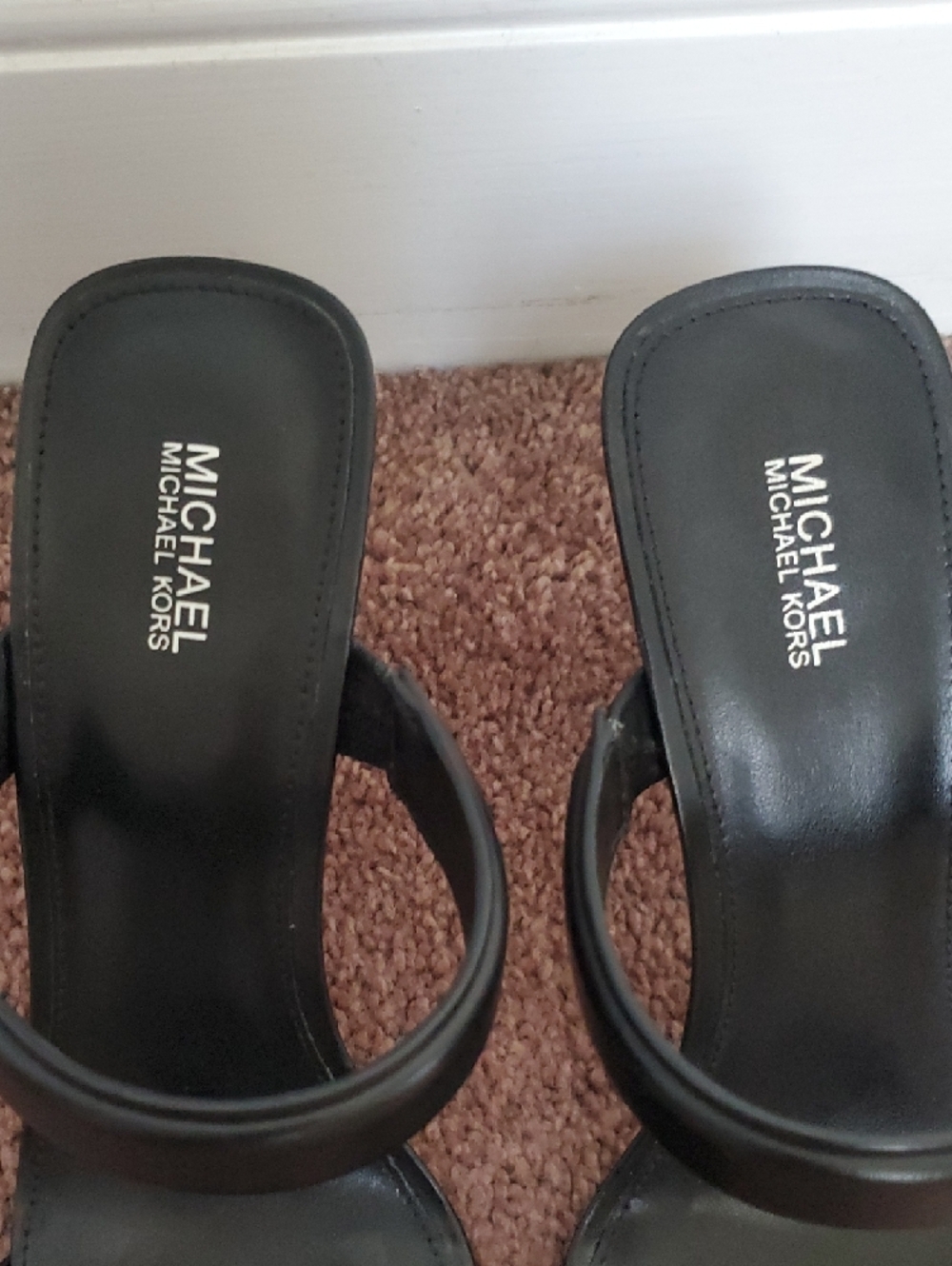 Michael Kors Black Double-Strap Square-Toe Slide Heels - Picture 2 of 9